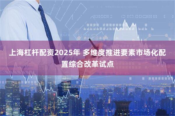 上海杠杆配资2025年 多维度推进要素市场化配置综合改革试点