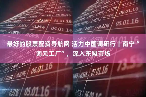 最好的股票配资导航网 活力中国调研行｜南宁“词元工厂”，深入东盟市场